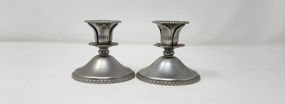 Vintage Farberware Silver Plate Candlesticks Set | Mid Century Taper Holders